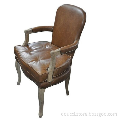 European style study room chair italian leather sofa